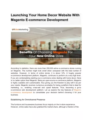 Launching Your Home Decor Website With Magento E-commerce Development