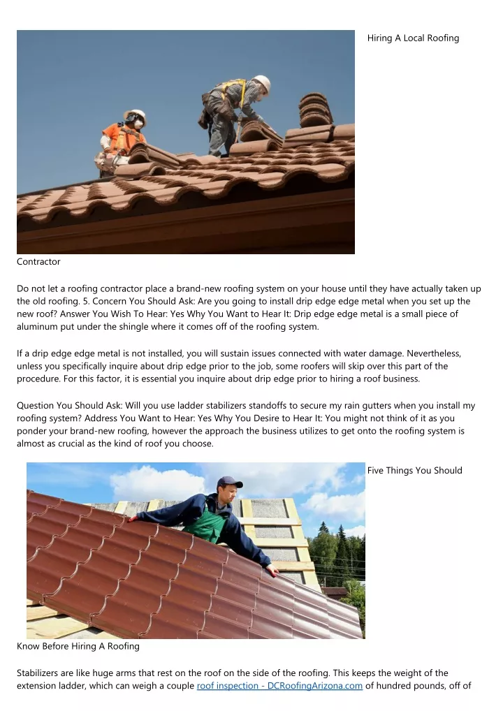 hiring a local roofing