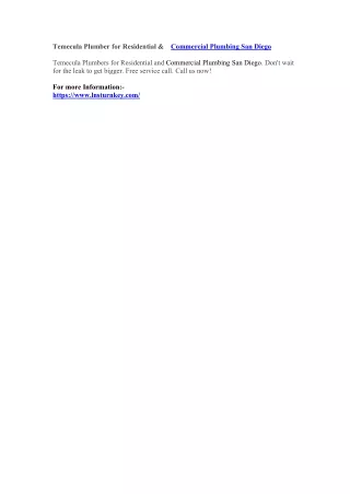 temecula plumber for residential