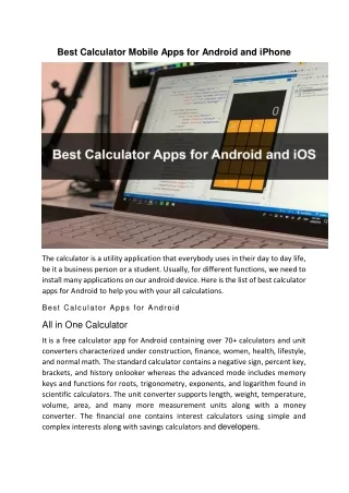 Best calculator android and ios