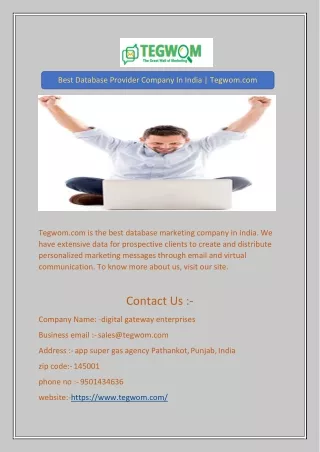 Best Database Provider Company In India | Tegwom.com
