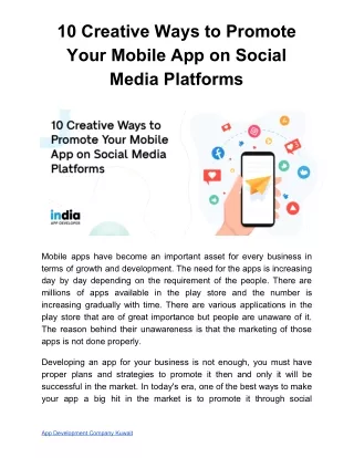 10 Creative Ways to Promote Your Mobile App on Social Media Platforms