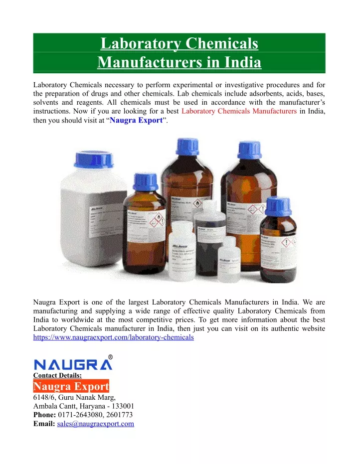 laboratory chemicals manufacturers in india