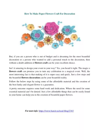 how to make paper flowers craft for decoration
