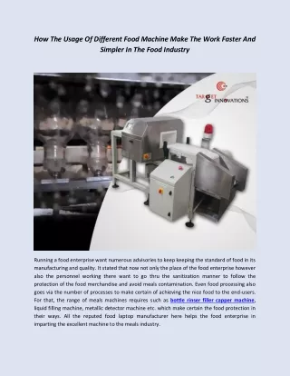 how the usage of different food machine make