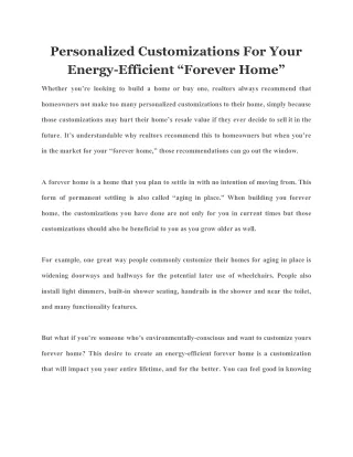 personalized customizations for your energy