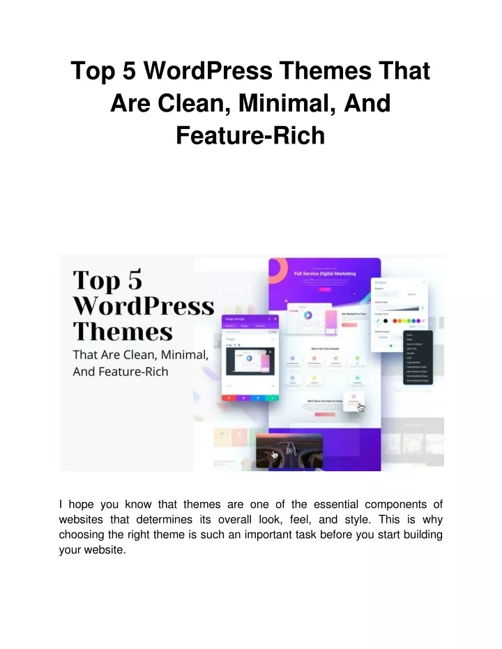 top 5 wordpress themes that are clean minimal and feature rich