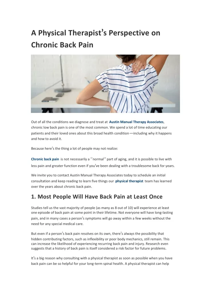 a physical therapist s perspective on chronic