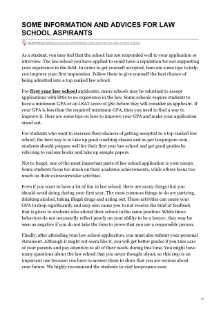 some information and advices for law school
