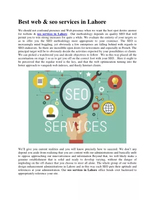 best web seo services in lahore