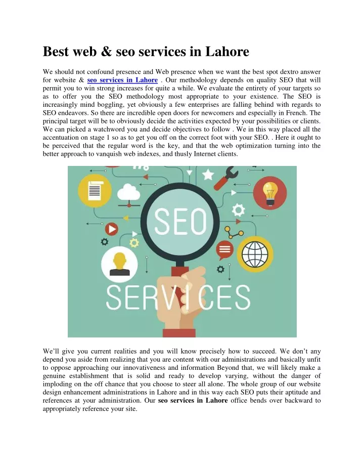 best web seo services in lahore