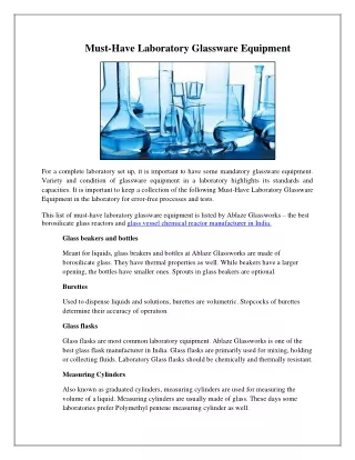 must have laboratory glassware equipment