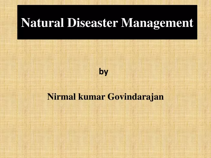 natural diseaster management