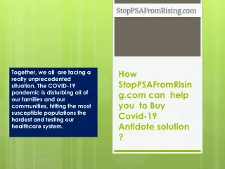 Buy Covid-19 Antidote from StopPSAFromRising