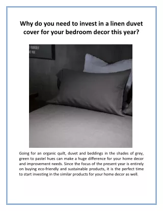 Why do you need to invest in a linen duvet cover for your bedroom decor this year?