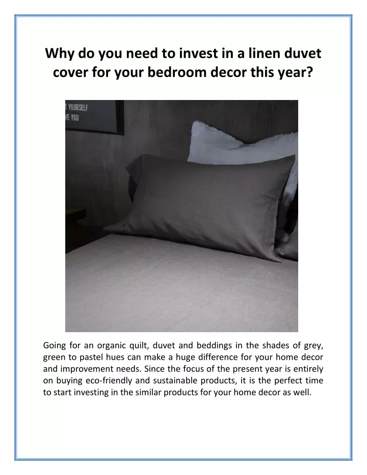 why do you need to invest in a linen duvet cover