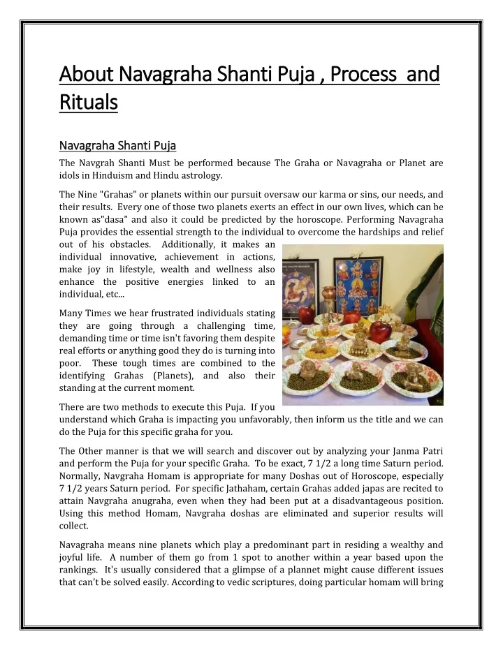 about navagraha shanti puja about navagraha
