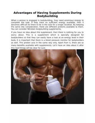 Advantages of Having Supplements During Bodybuilding