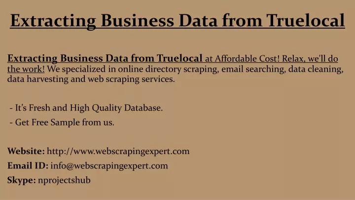 extracting business data from truelocal