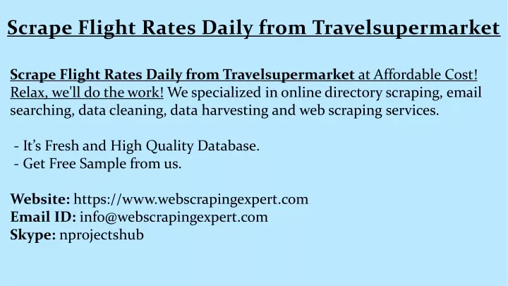 scrape flight rates daily from travelsupermarket