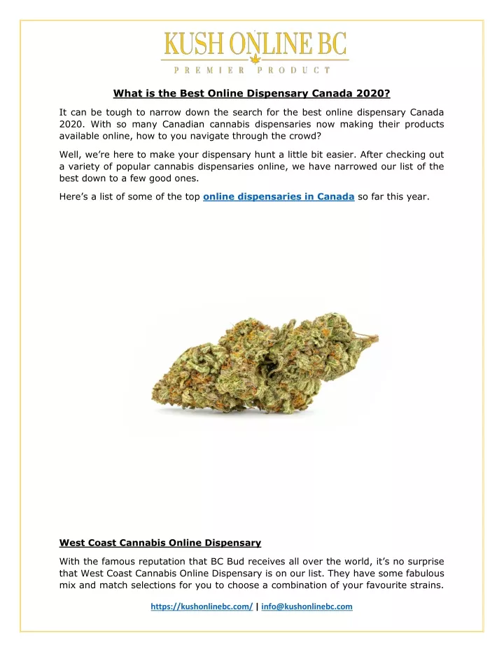 what is the best online dispensary canada 2020