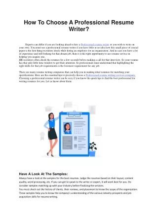 how to choose a professional resume writer