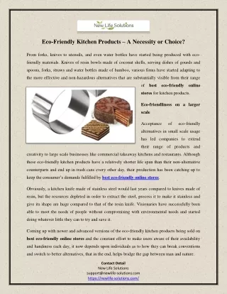 Eco-Friendly Kitchen Products – A Necessity or Choice?