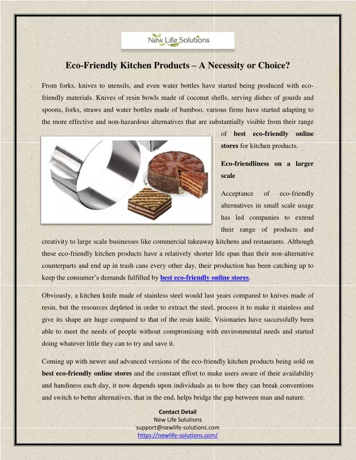 eco friendly kitchen products a necessity