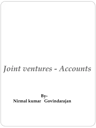 Financial Accounting - Joint Ventures