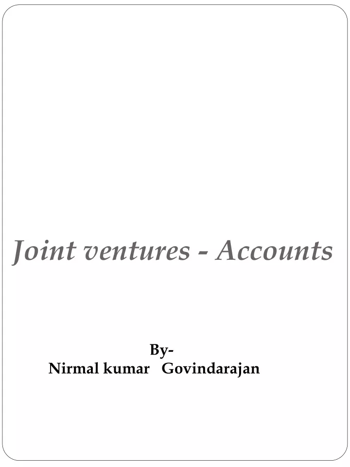 joint ventures accounts