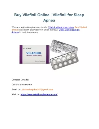 Treat Sleep Apnea with Vilafinil | Buy Vilafinil Online