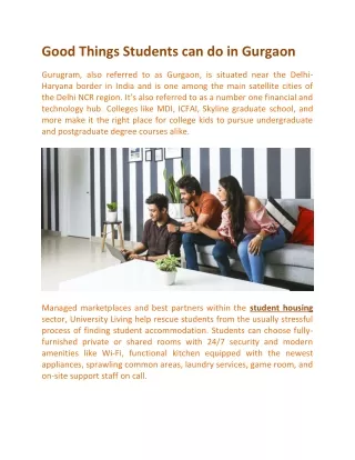 Good things students can do in gurgaon