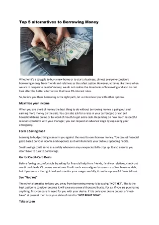 top 5 alternatives to borrowing money