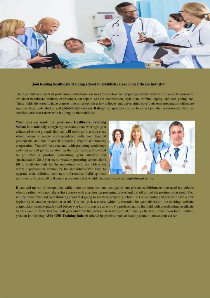 join leading healthcare training school