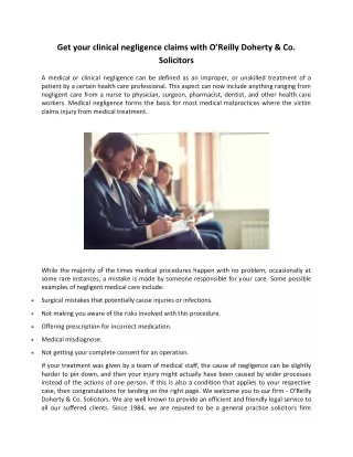 get your clinical negligence claims with o reilly