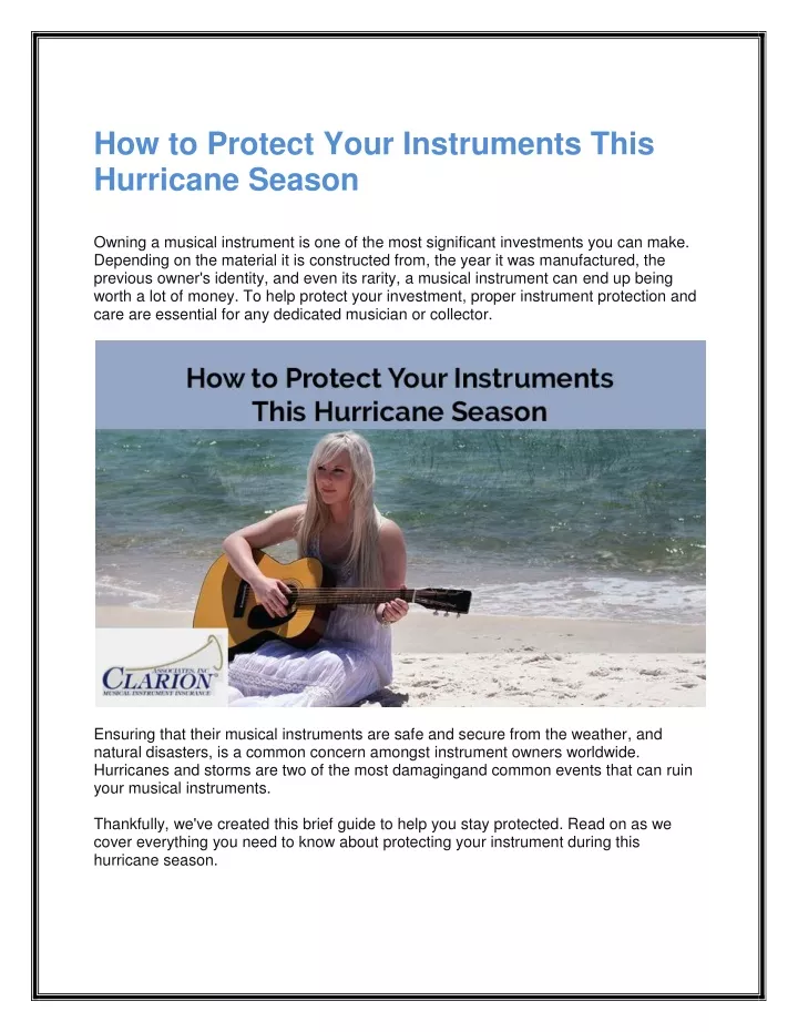 how to protect your instruments this hurricane
