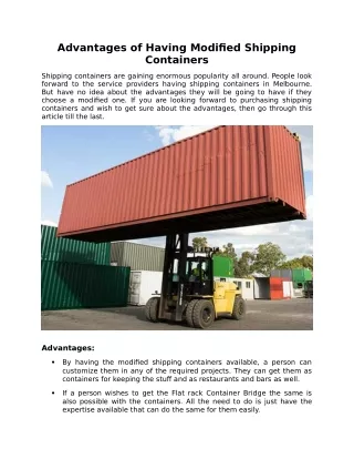 advantages of having modified shipping containers