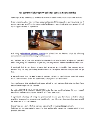 for commercial property solicitor contact