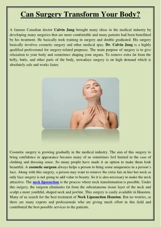 can surgery transform your body