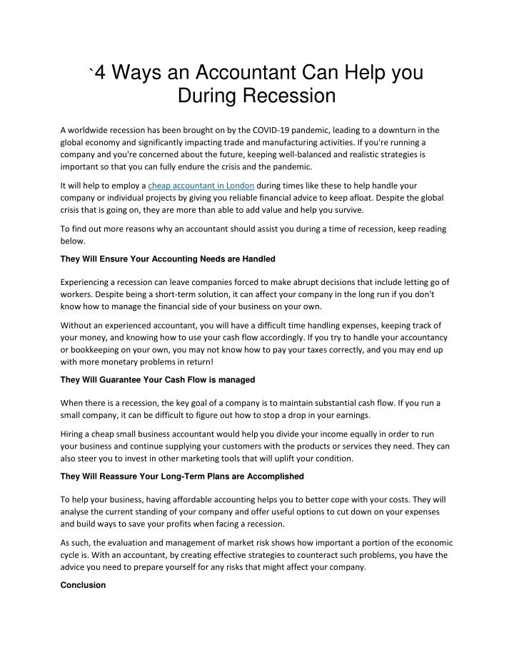 4 ways an accountant can help you during recession
