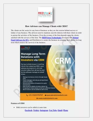 how advisors can manage clients with crm