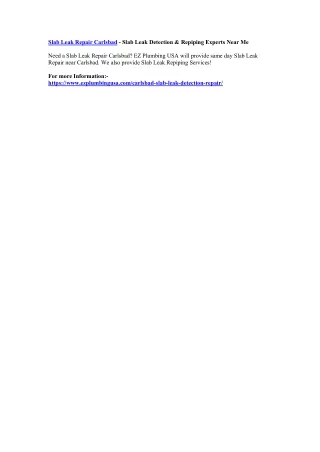 slab leak repair carlsbad slab leak detection