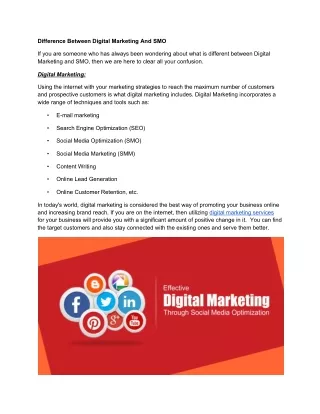 Difference Between Digital Marketing And SMO