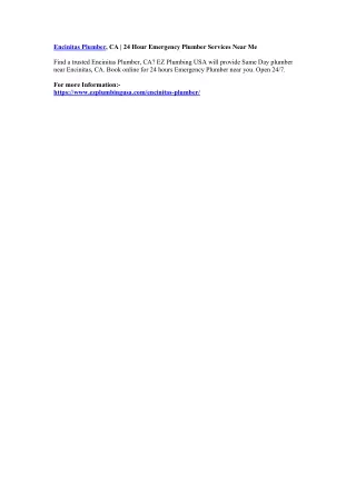 encinitas plumber ca 24 hour emergency plumber