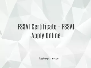 FSSAI Certificate - FSSAI Apply Online