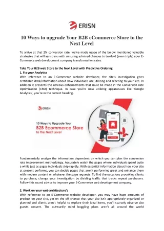 10 Ways to upgrade Your B2B E-Commerce Store to the Next Level