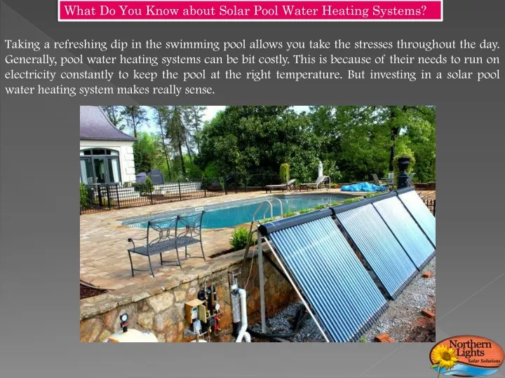what do you know about solar pool water heating