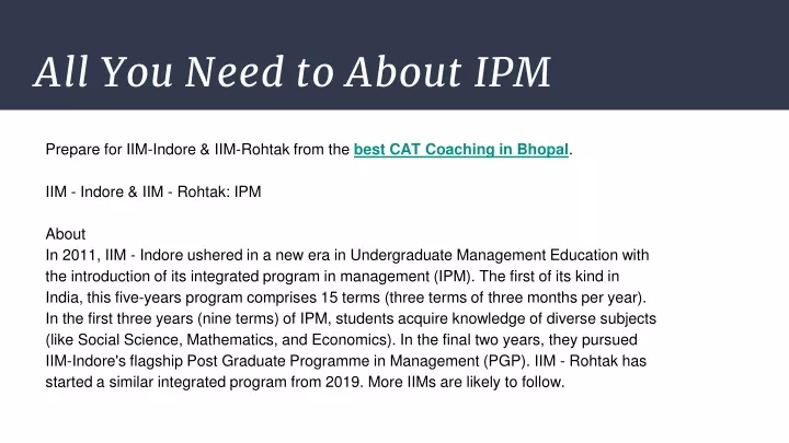 all you need to about ipm