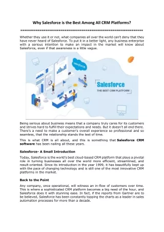 why salesforce is the best among all crm platforms
