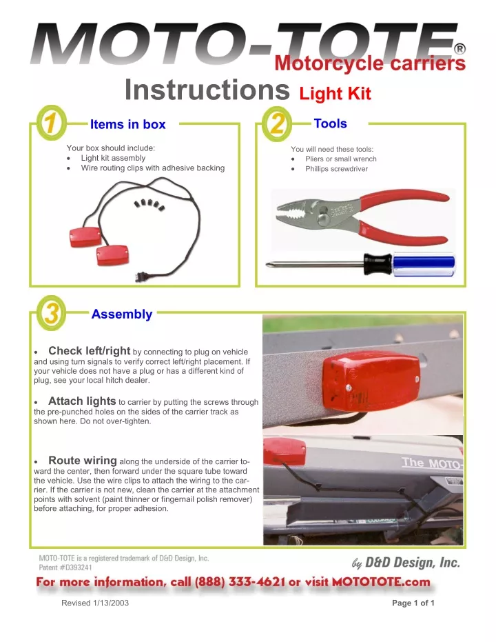 instructions light kit
